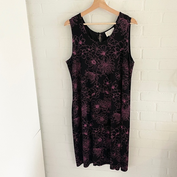 Vintage Y2K 90s Slinky Dress Floral Fairy Black Pink Dark romantic Sz 2X - Picture 1 of 9